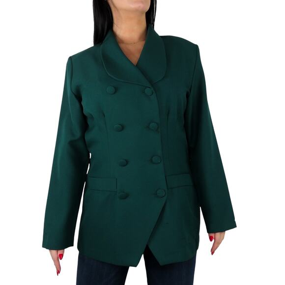 1980s Jennifer James Vintage Emerald Green Blazer Jacket Size 12 Large - Picture 2 of 11